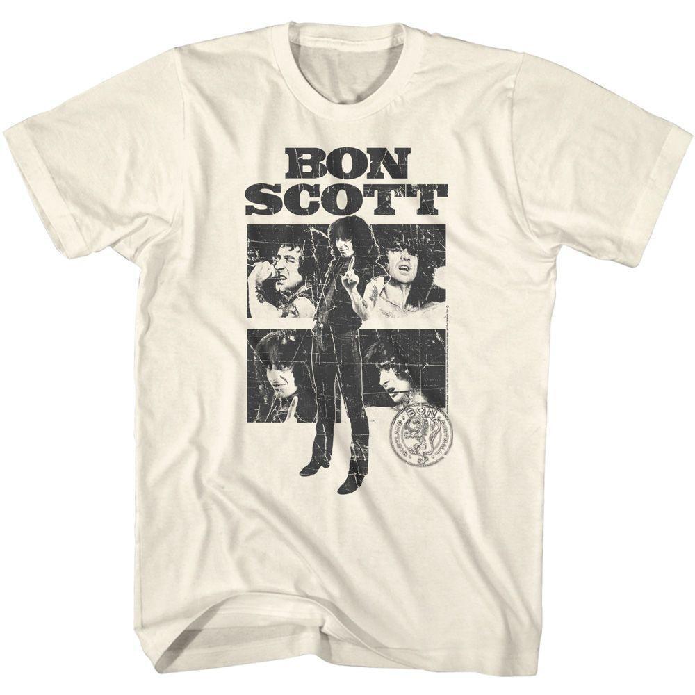 Bon Scott Acdc Collage Natural Adult T Shirt